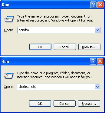 How to open the 'Send To' folder